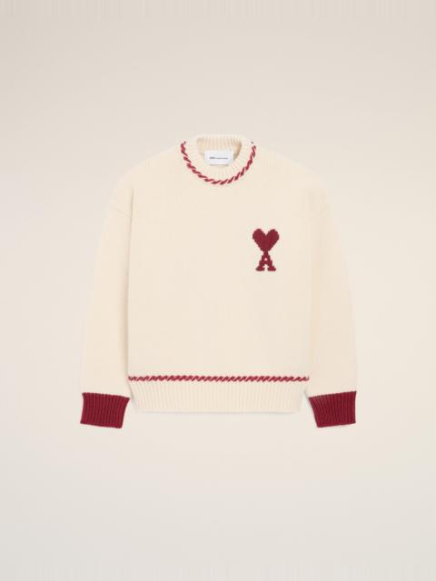 WHITE WOOL AMI DE COEUR CREWNECK SWEATER