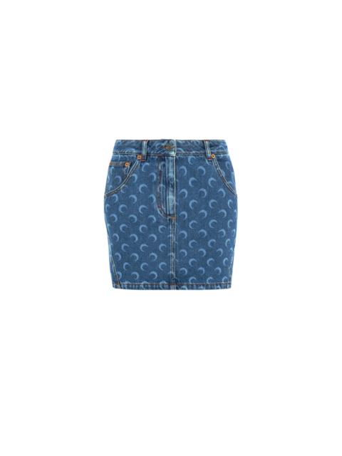 Moon Laser Denim Mini Skirt