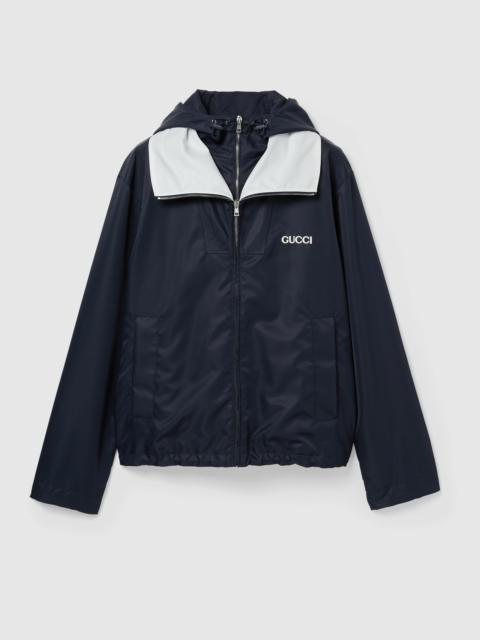 Nylon twill jacket with patch