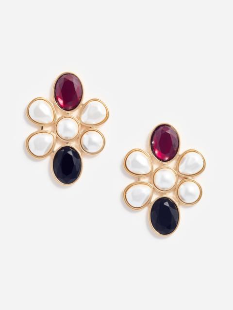 Pearl Crystal Cluster Earrings