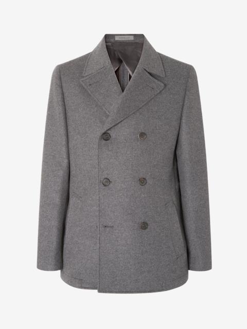 Grey reversible wool, silk and cashmere peacoat