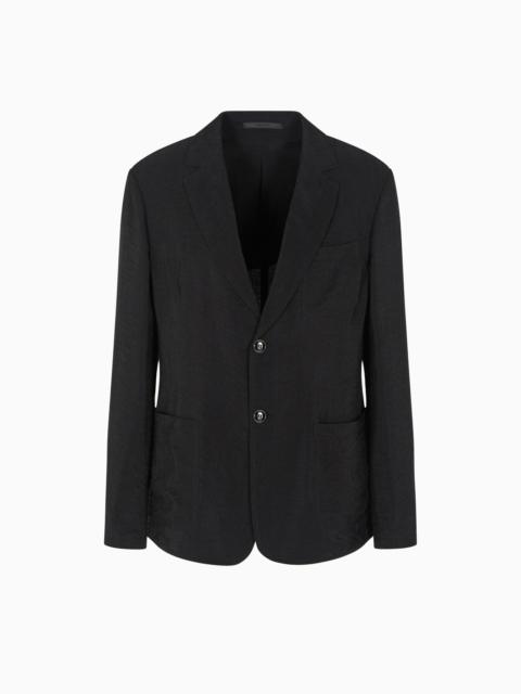 SINGLE-BREASTED JACKET IN JACQUARD CUPRO