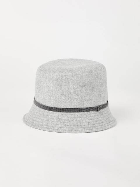 Virgin wool and cashmere flannel bucket hat with shiny band