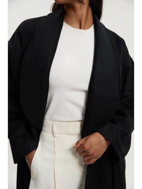 Brushed Wool  Belted Wrap Tailored Maxi Coat