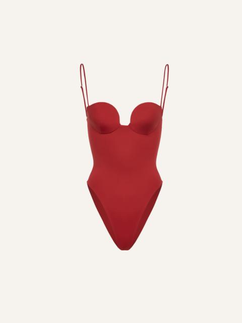 Retro bustier swimsuit in red