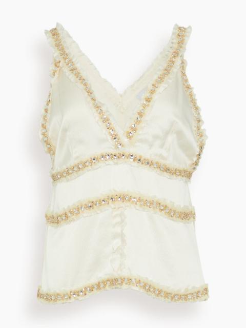 Maisy Embellished Silk Top in Ivory