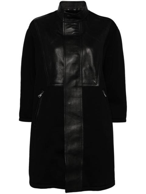 faux leather-trimmed coat