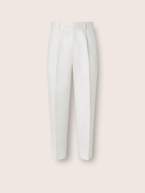 WHITE COTTON AND LINEN PANTS