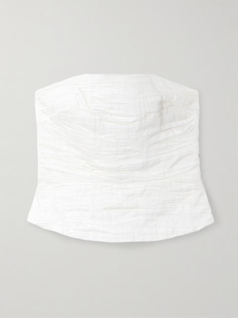 Sunbeam Strapless Ruched Cotton-poplin Top