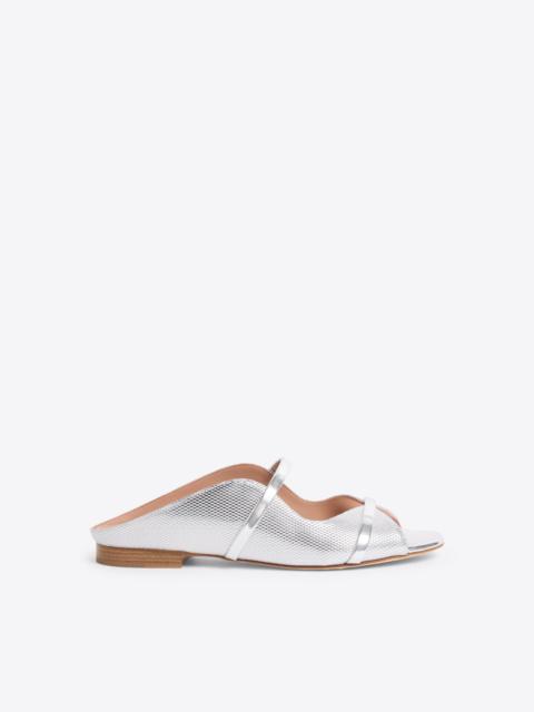 Norah Silver Embossed Leather Flat Sandals