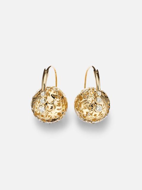 Icon Wallpaper Bead 14kt gold earrings with diamonds