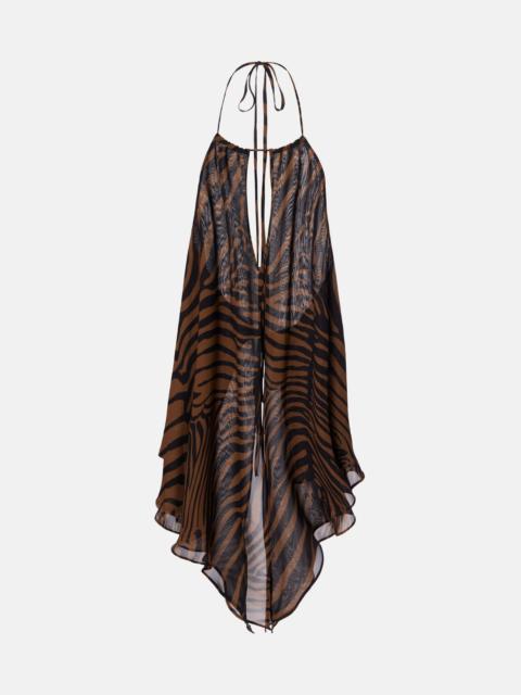 Printed asymmetric halterneck top