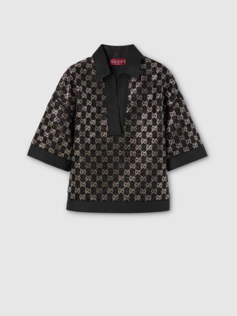 Wool tweed lamé top