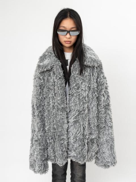 GREY DOUBLET SINISTER MOUTH FAUX FUR JACKET