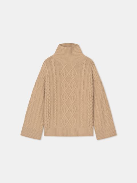 MARSHALL
Cable-knit merino funnel-neck jumper