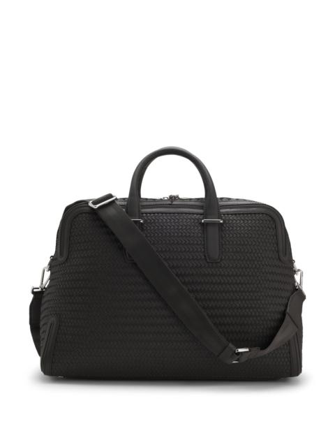 WOVEN-LEATHER HOLDALL WITH SILVER-TONE LOGO