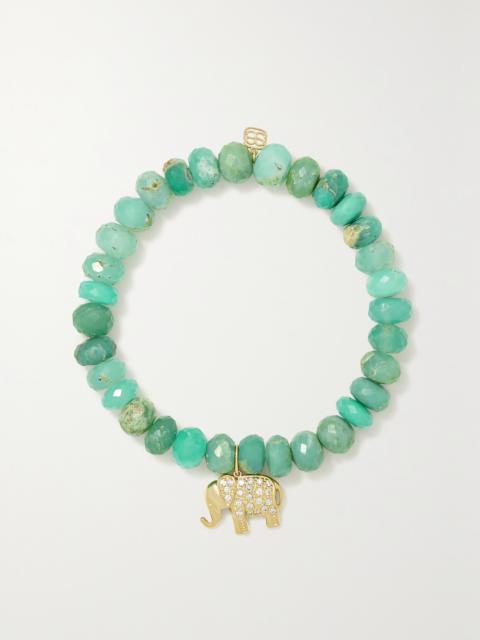 Elephant 14-karat Gold, Chrysoprase And Diamond Bracelet