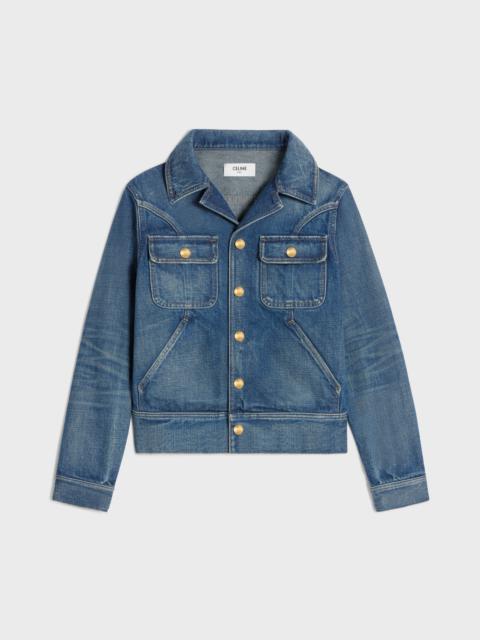 関税込 CELINE teddy jacket in clean ocean breathe wash denim CELINE TEDDY JACKET IN CLEAN OCEAN BREATHE WASH DENIM - | CELINE