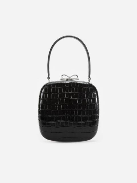 Black Croc Leather Compact Mini Bag