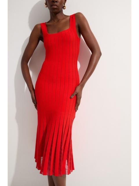 Compact Stretch Square Neck Knitted Flippy Dress