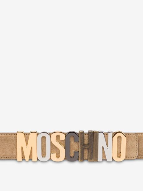 SUEDE MIXED LETTERING LOGO BELT