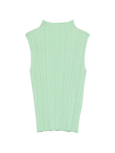 high neck pleated vest