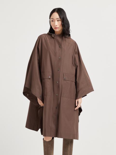 Techno cotton water-resistant taffeta parka with shiny trim