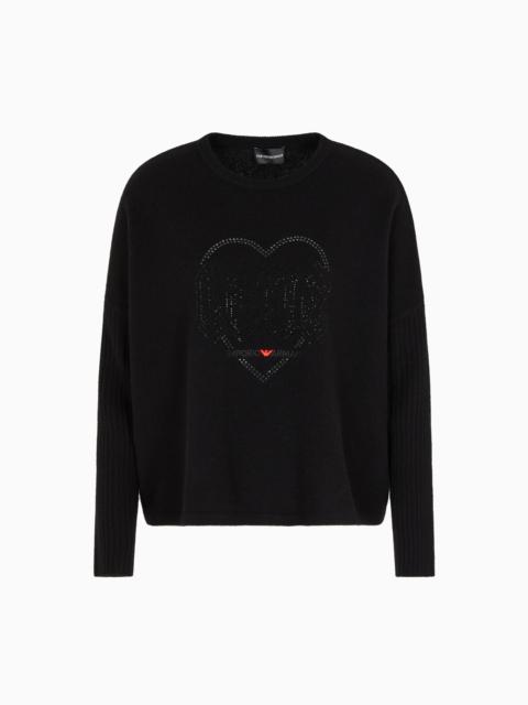 VALENTINE’S DAY CAPSULE COLLECTION VIRGIN-WOOL JUMPER WITH RHINESTONES