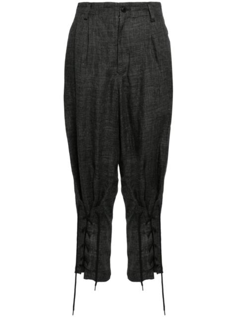 tapered-leg linen trousers