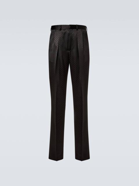 Polka-dot satin suit pants