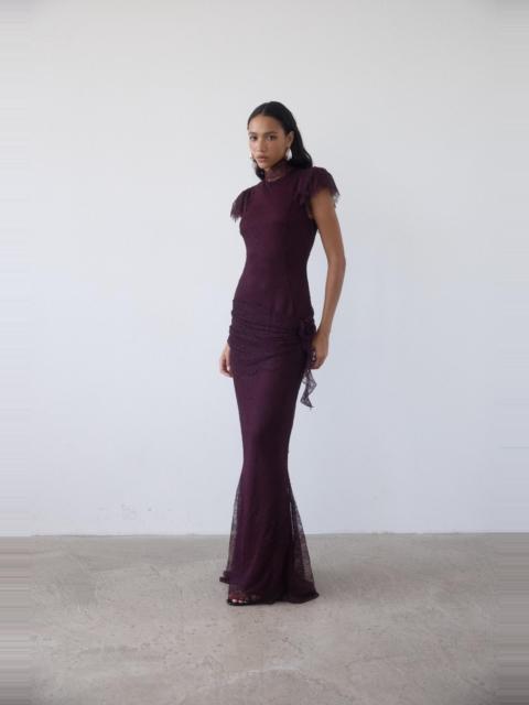 SILENTIUM MAXI DRESS IN MAROON LACE
