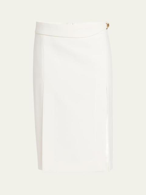 Twist-Lock Belted Slit Pencil Skirt