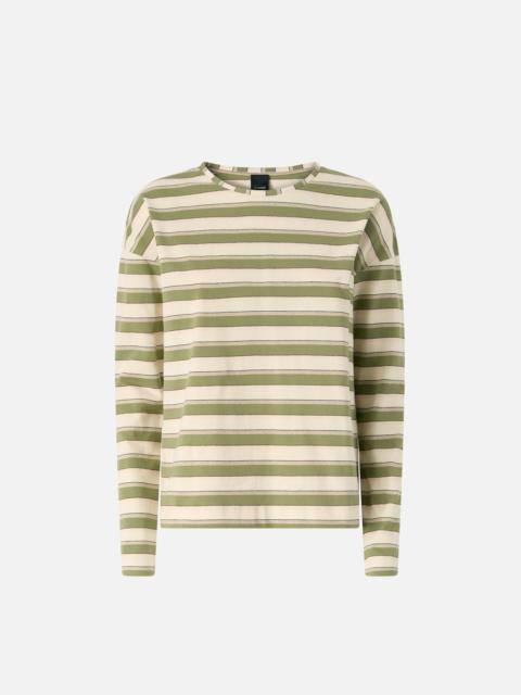 CROPPED STRIPED JERSEY POLO WITH STRUCTURED COLLAR