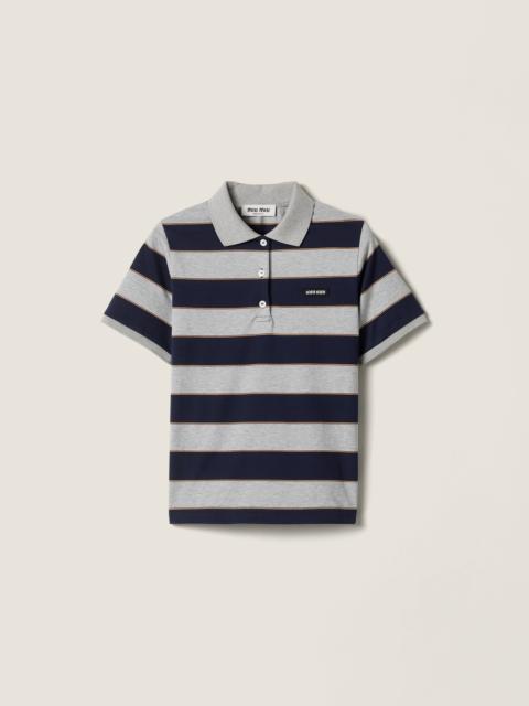 Striped jersey polo shirt