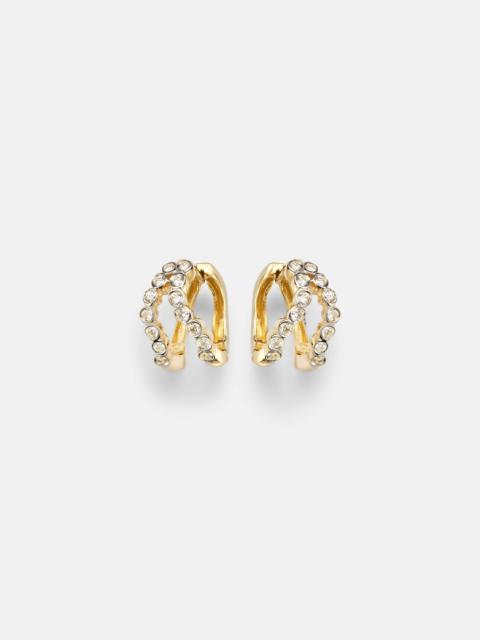 Wave 14kt gold (585/1000) huggie earrings with diamonds