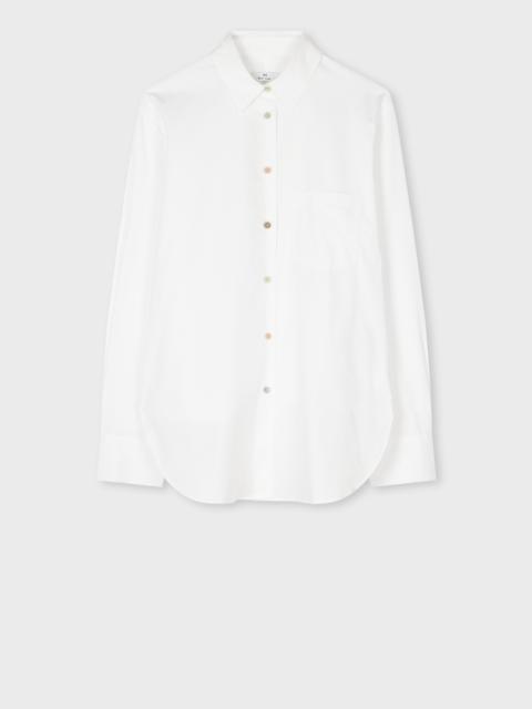 Women's White Relaxed-Fit Coloured Button Shirt