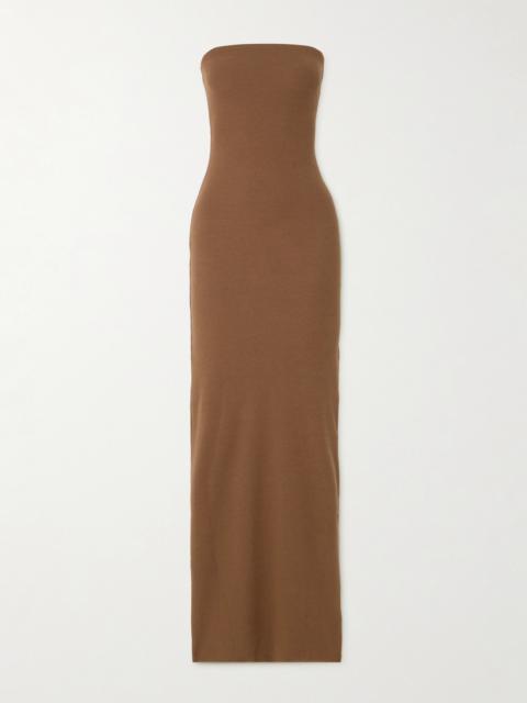 Strapless Ribbed Stretch-jersey Maxi Dress