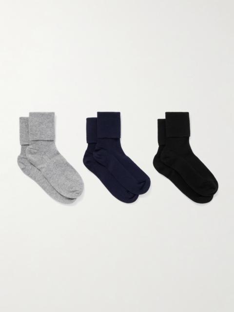 Set Of Three Ribbed Cashmere-blend Socks
