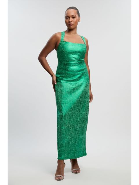 Plus Size Foil Metallic Figure Form Bandage Strappy Knit Maxi Dress