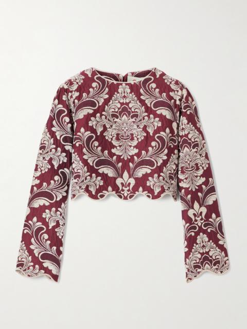 Cropped Cotton-blend Jacquard Top
