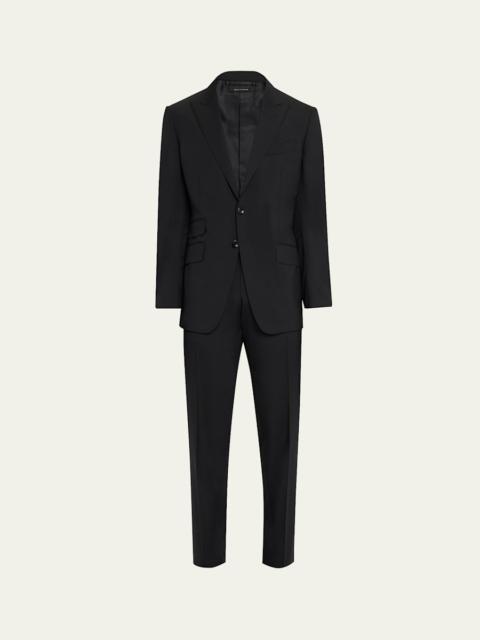 Men's Wool Peak Lapel Two-Piece Suit