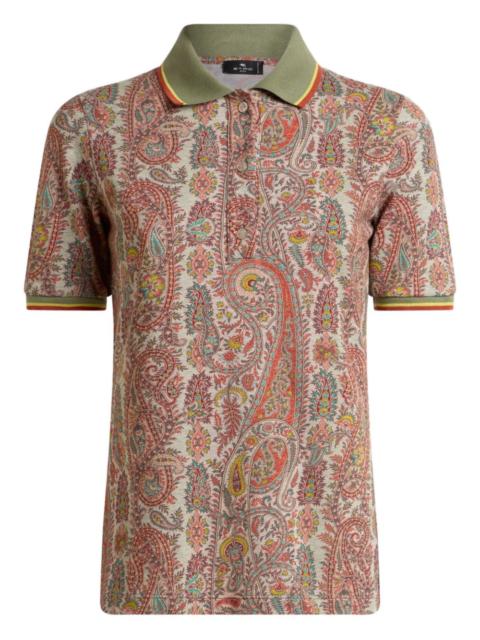 leafy paisley cotton polo shirt