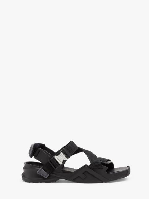 Black fabric sandals