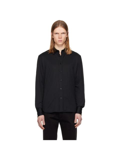 Black Silk Cotton Blend Shirt