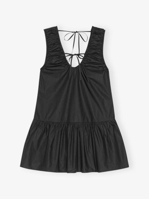 BLACK COTTON POPLIN MINI DRESS