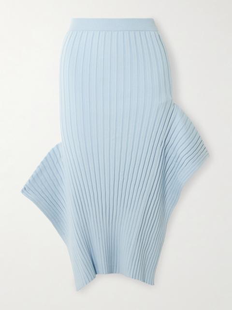 Asymmetric Ribbed Organic Cotton Midi Skirt