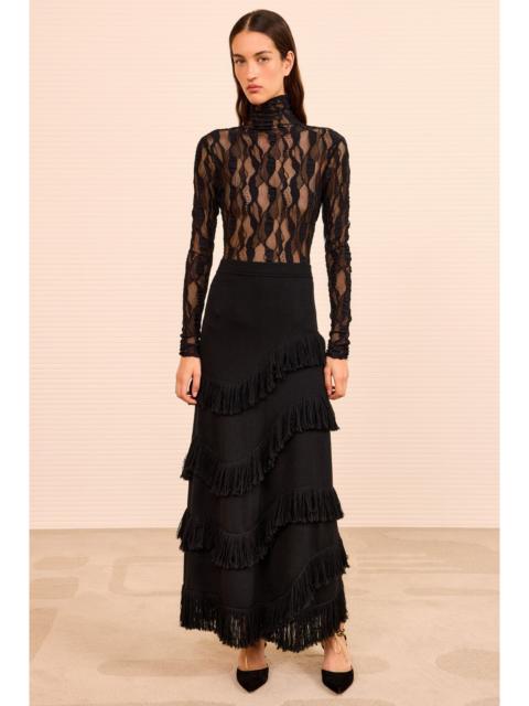 Mirena Long Knit Fringe Skirt