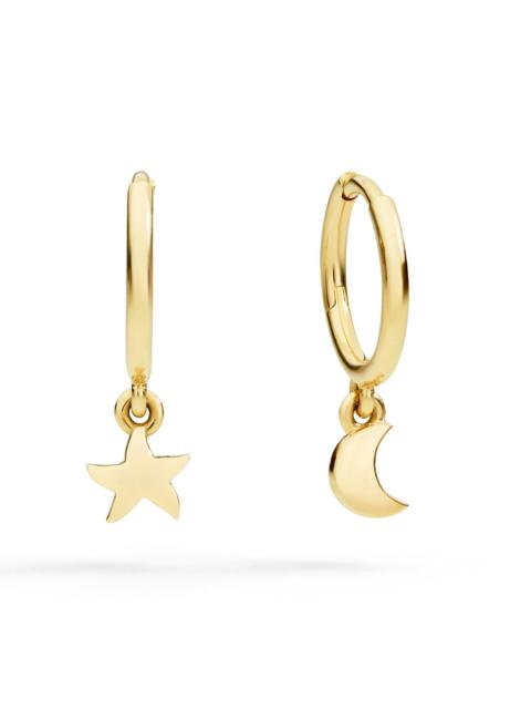 YELLOW GOLD STAR & MOON HOOP EARRINGS