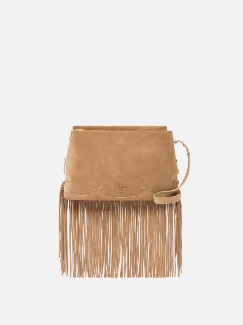 ONE, TWO, THREE BAG SMALL CROSSBODY BAG IN SUEDE WITH FRINGES