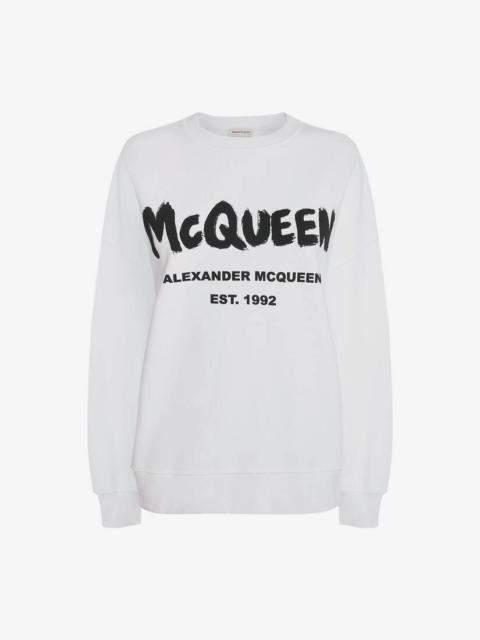 Women's McQueen Graffiti Sweatshirt in White/black